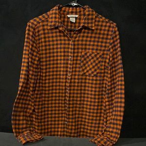 Orange and navy blue flannel